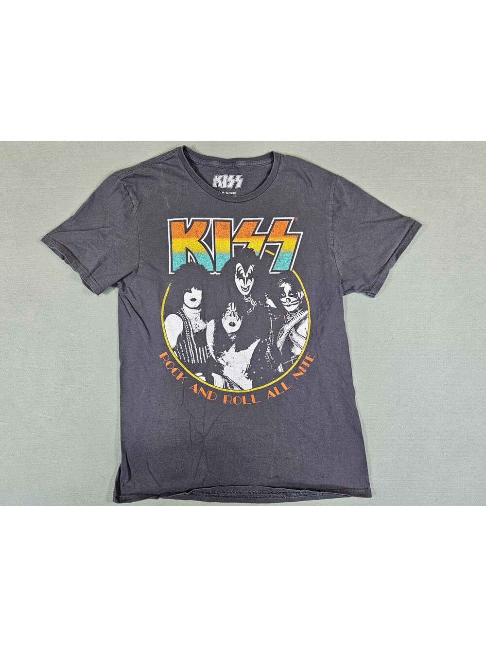 KISS Men M Charcoal Grey Rock and Roll All Nite Shirt M